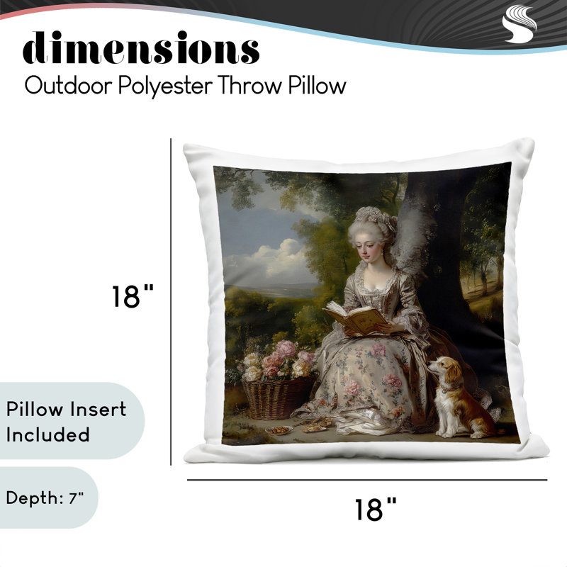 Coussin extérieur Rococo Lady with Dog, par The Wands Want