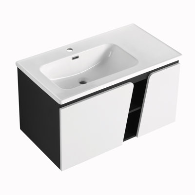 Meuble-lavabo simple 35,6 po avec comptoir en céramique Jarez