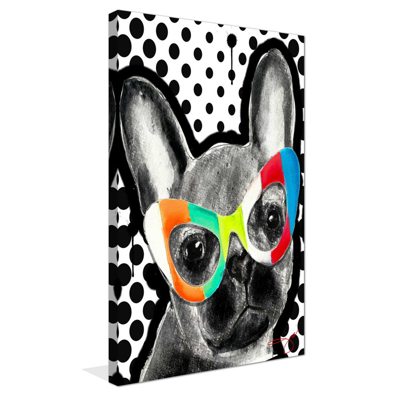 Bouledogue français (vertical) par By Jodi - impression, Toile tendue, H 48 po x l 28 po x P 1,5 po