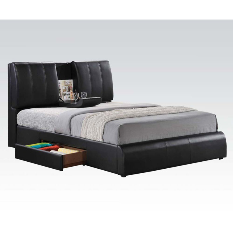Vegan Leather Slat Bed