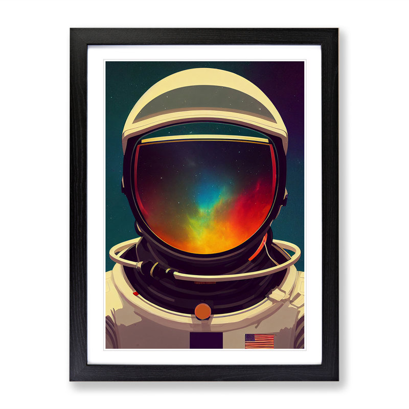 Astronaut Helmet - Single Picture Frame Print, Black Framed, 64cm H x 46cm W x 2cm D