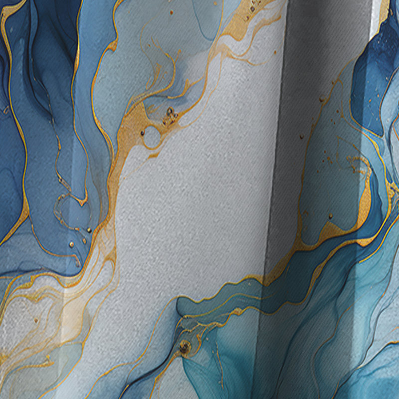 Rideau occultant en marbre Coastal Blue Elegant Marble Shore II - Abstract, L 52 po x L 84 po