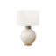 Lampe de table Sandy avec base ronde en résine beige, abat-jour en tissu ivoire-126101007-126101005