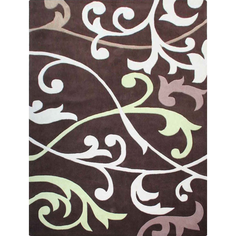 Tapis brun/blanc touffeté à la main Holyfield, Rectangle 8 pi 6 po x 11 pi 6 po