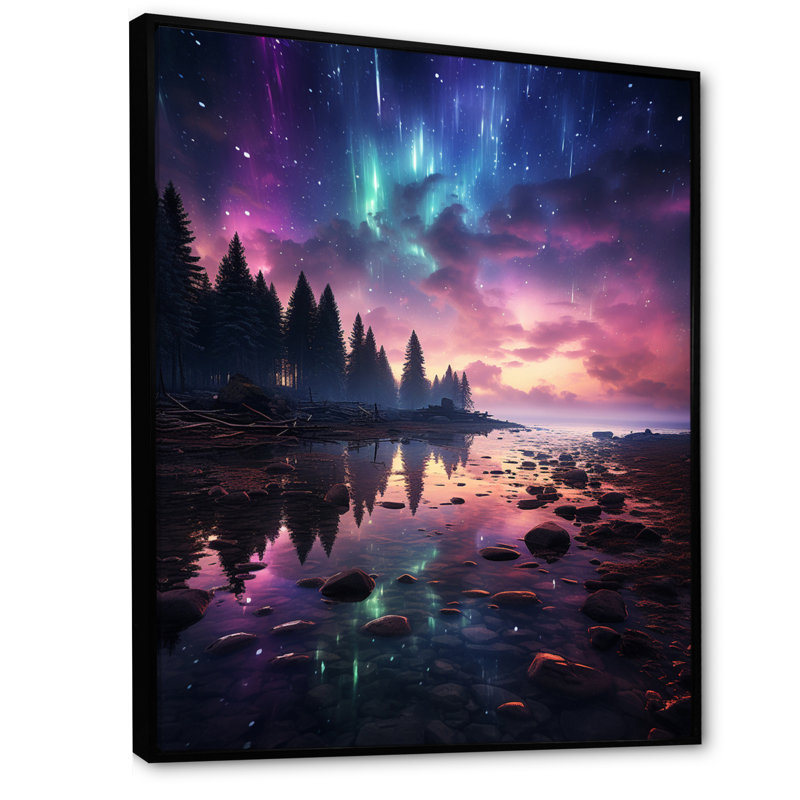 Ayusha Aurora Borealis Dancing Lights VII, reproduction d'art sur toile, H 40 po x l 30 po x P 1,5 po, Cadre flottant noir