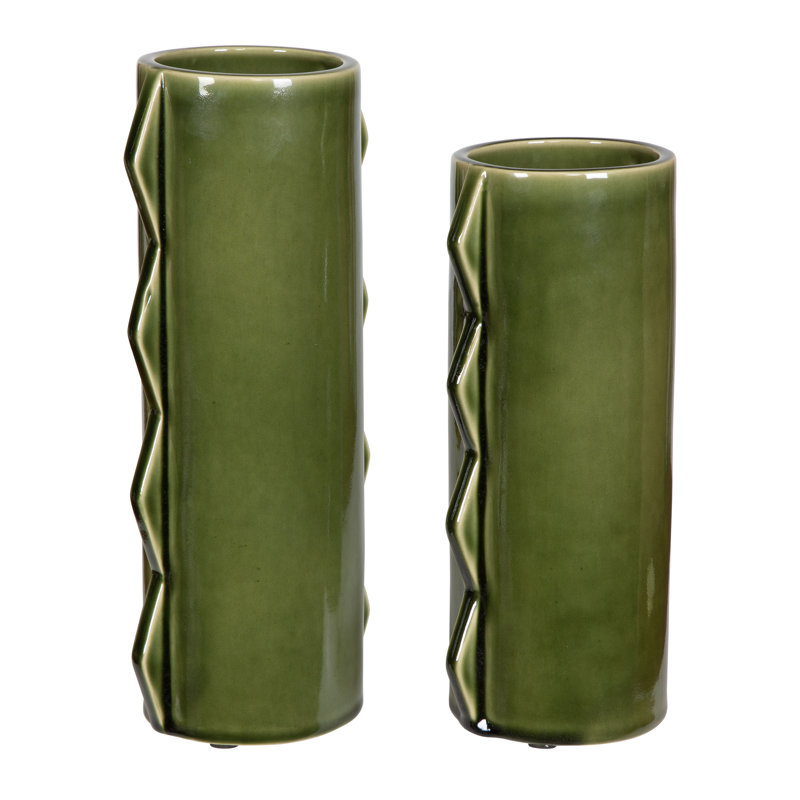 Meander Green Vases, Set/2