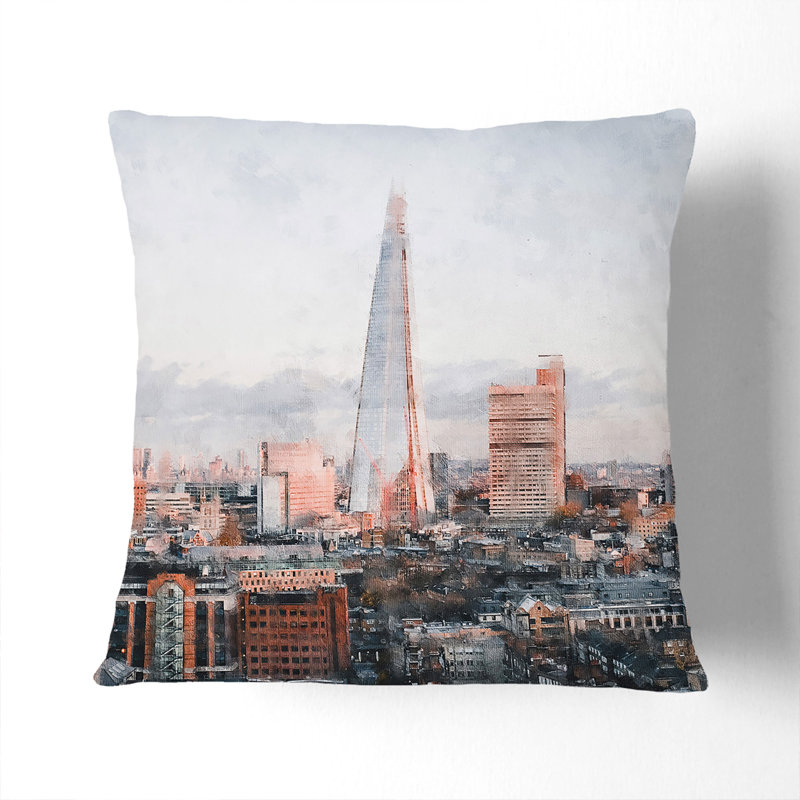 The Shard in London Vol.5 Scatter Cushion with Filling, 40cm H x 40cm W x 15cm D, Black