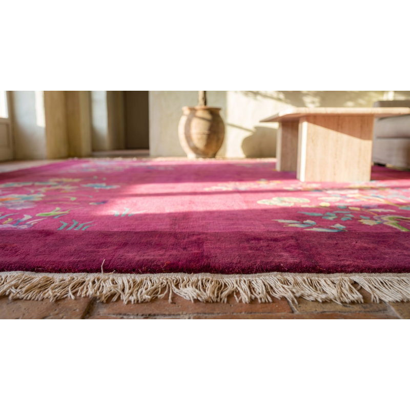 Tapis antique en laine Art déco chinois