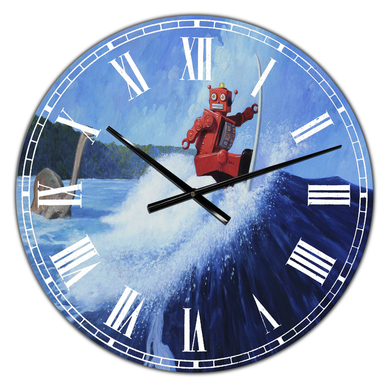 Surfer Joe - Grande horloge murale moderne, Petit