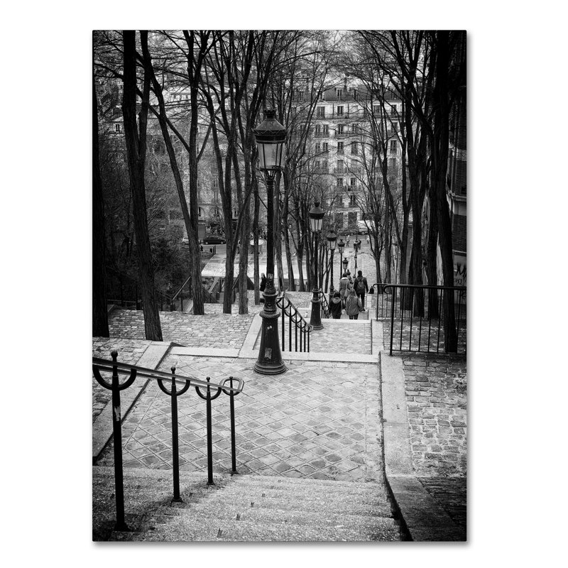 Escalier Montmartre Paris - reproduction de photo sur toile, H 19 po x l 14 po x P 2 po