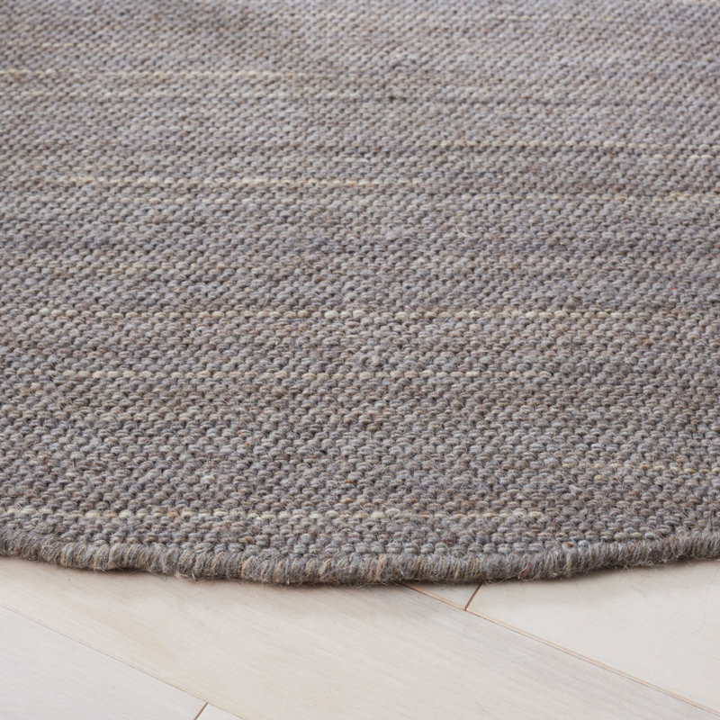 Tapis de couleur unie en laine tissé à la main Fitzpatrick, Rond 6 pi