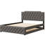 Lit tapissier pour grand avec lit gigogne simple et fentes, tissu de revêtement en lin gris