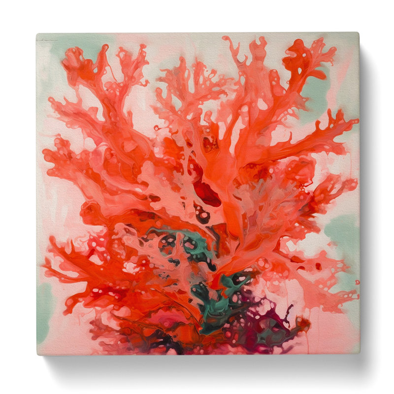 Coral Gestural Art - Wrapped Canvas