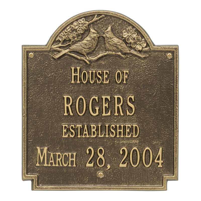 Cardinal 4-Line Wall Address Plaque, Antique Brass, Yes