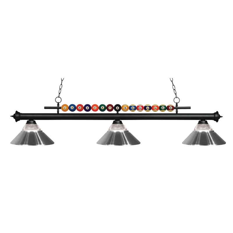 Chapa 3 - Light Pool Table Lights Pendant, Matte Black, Clear / Chrome