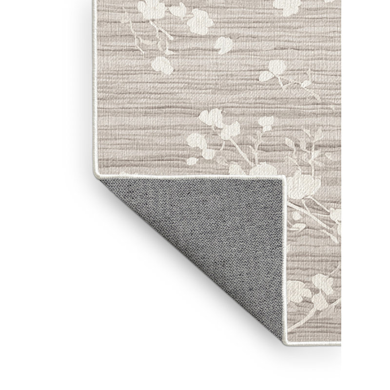 Tapis beige lavable à la machine, Rectangle 6 pi x 9 pi