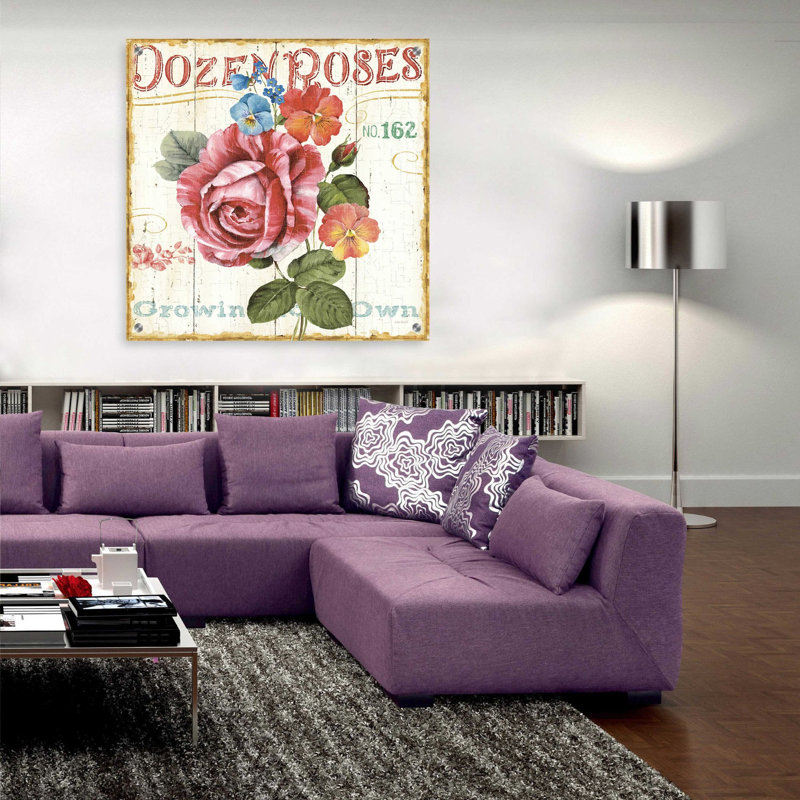 «Rose Garden II» par Lisa Audit, art mural en verre acrylique épique, 12 po x 12 po, H 36 po x l 36 po x P 0,2 po