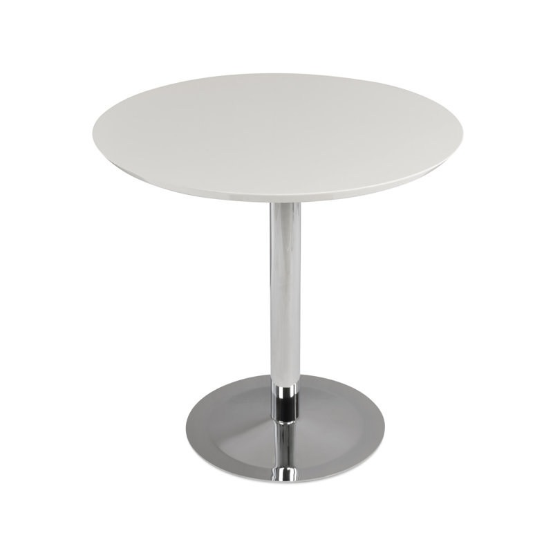 Lady Pedestal Dining Table, White Lacquer, 32" W x 32" L