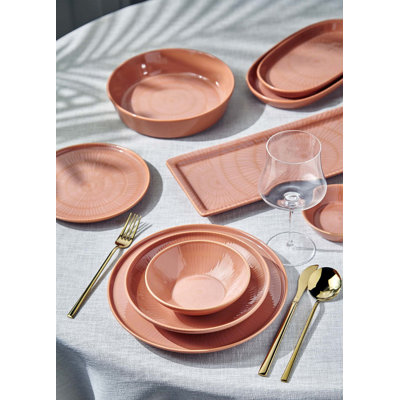 Elegant Cake Serving Set (6 Pieces), Salmon Color, 7.5 x 7.5 x 0.4 inches | 100% Ceramic, Durable and Stylish Design | Perfect for Birthdays, Weddings, and Special Occasions, Easy to Clean and Serve