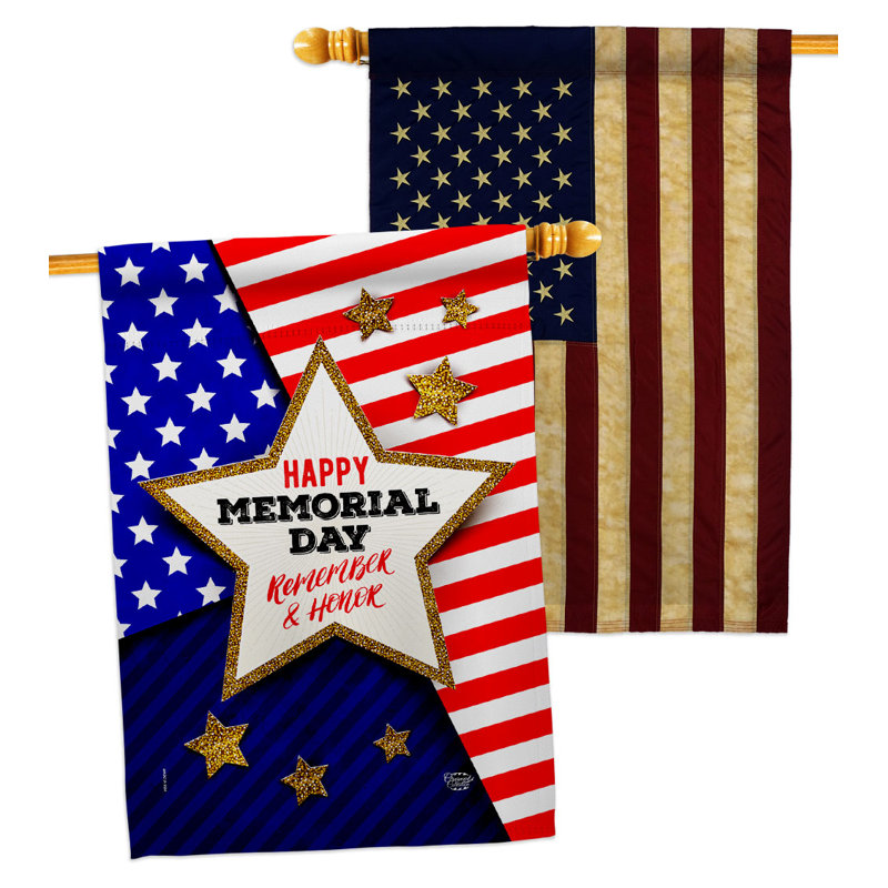 Drapeau de maison en polyester 28 po x 40 po Honor Monument