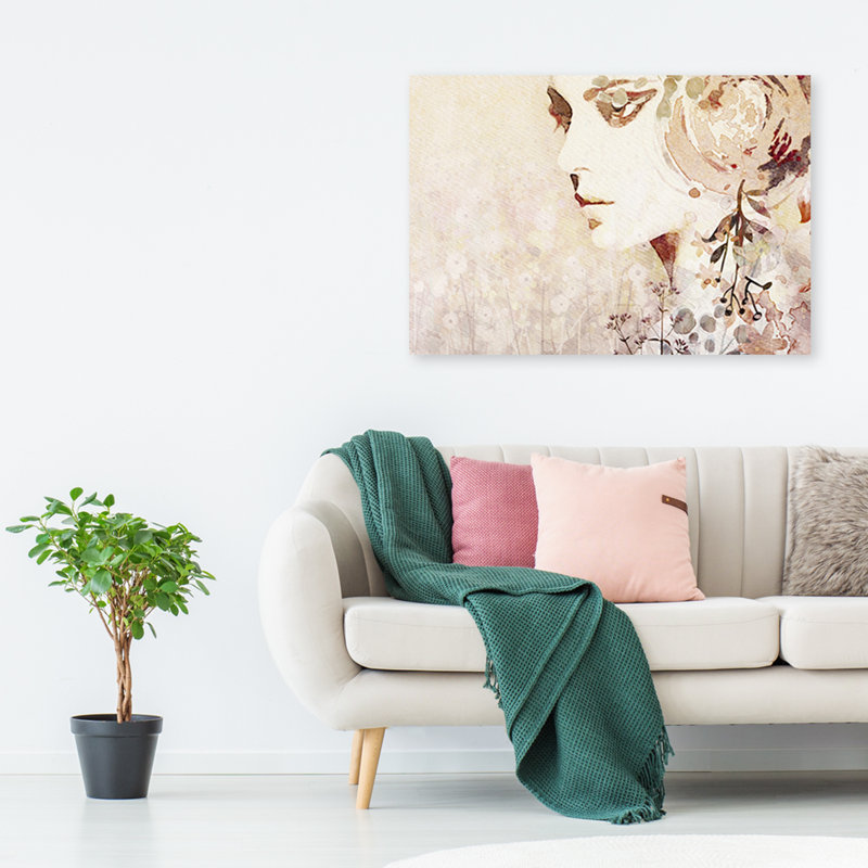 Woman Face Abstract - Wrapped Canvas Print, 80cm H x 120cm W