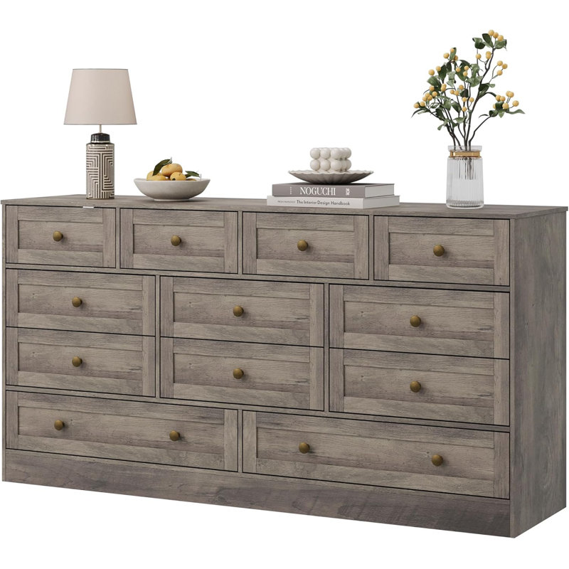 154.9cm W 12 - Drawer Chest of Drawers, Grey