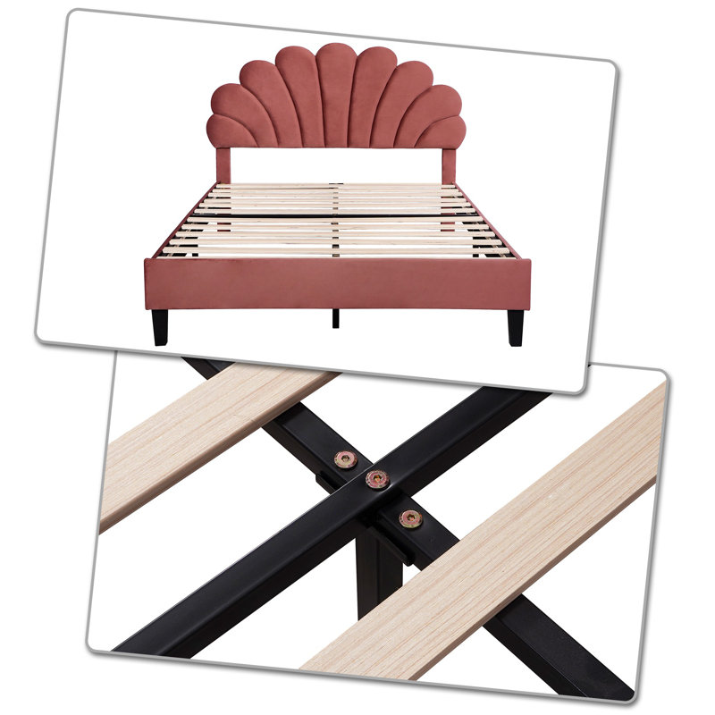 Lit plateforme tapissier Prehaan, Complète, Rouge haricot