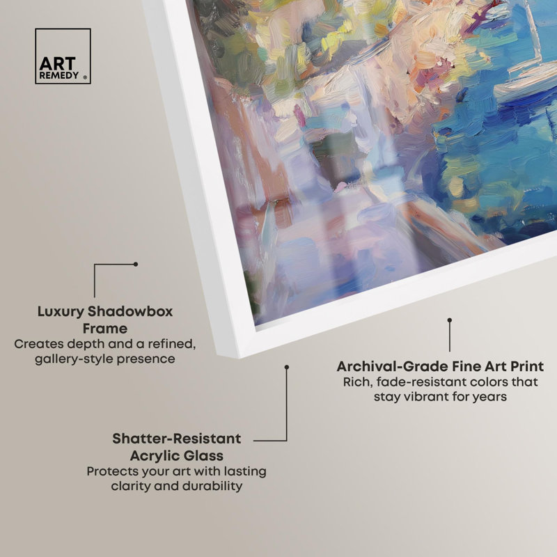 Harbour Hues Shadowbox Print Coastal Decor par Art Remedy, H 21 po x l 17 po, Blanc