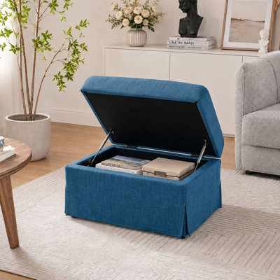 Large Capacity Upholstered Storage Ottoman Bench for Living Room Bedroom Entryway