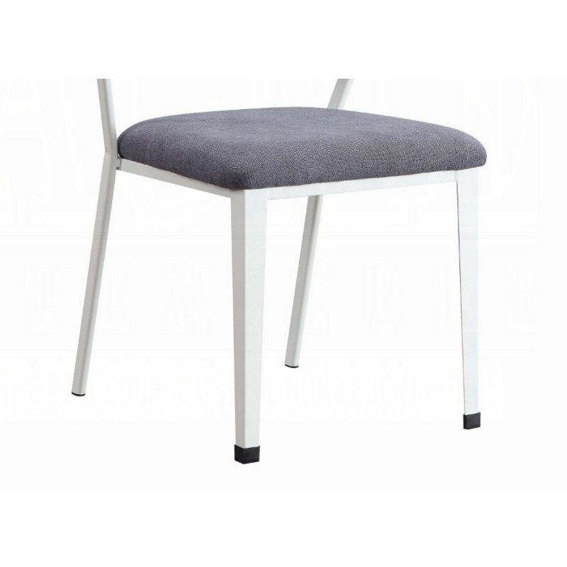 Gray Fabric and White Metal Upholstered Side Chair