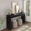 Console de 60 po de style maison de campagne noire - Table d'entrée en bois rétro avec suspension à double planche, bois massif et panneau de fibres à densité moyenne, table de salon-1122483294