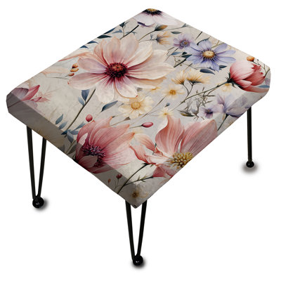 Repose-pieds rose et beige Wildflower Paradise