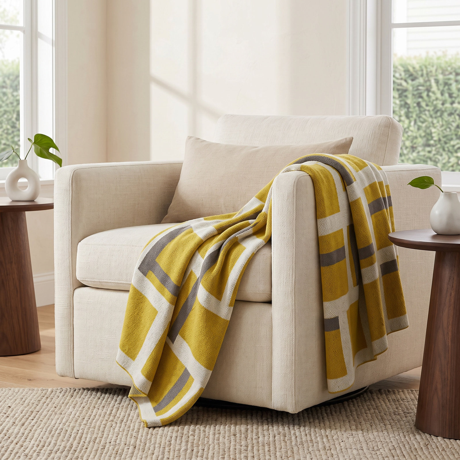 Modern Throw Blanket, Moss Green