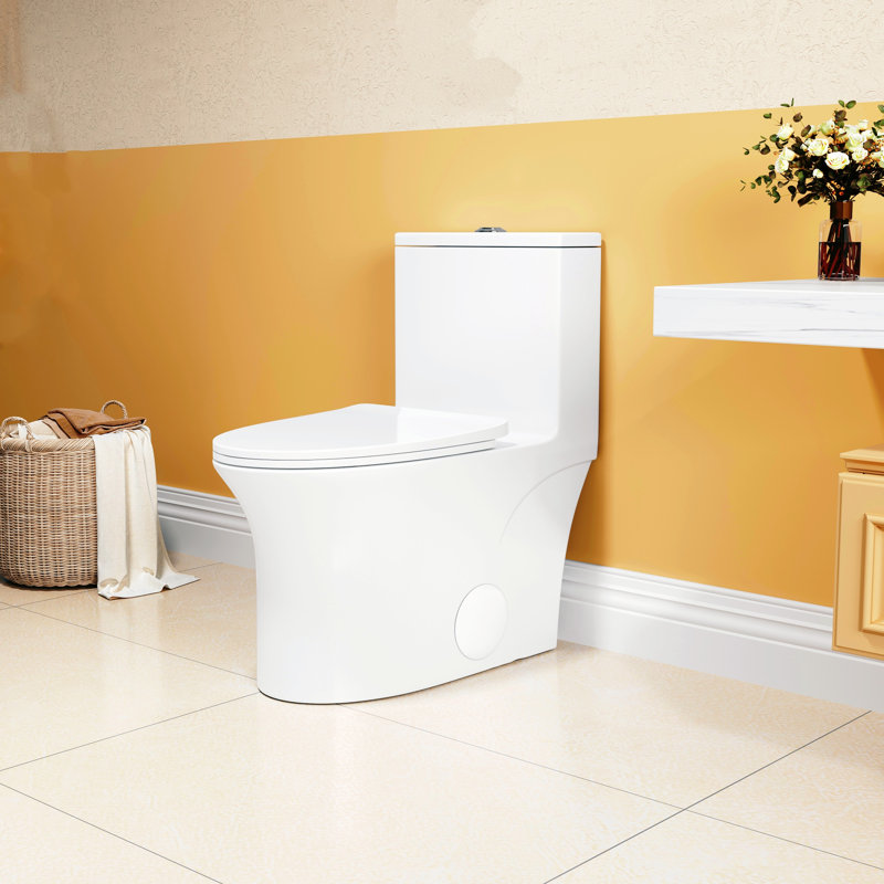 1.1/1.6 GPF Extended Comfortable Height Floor Standing Integrated Toilet, Ceramic Material, White