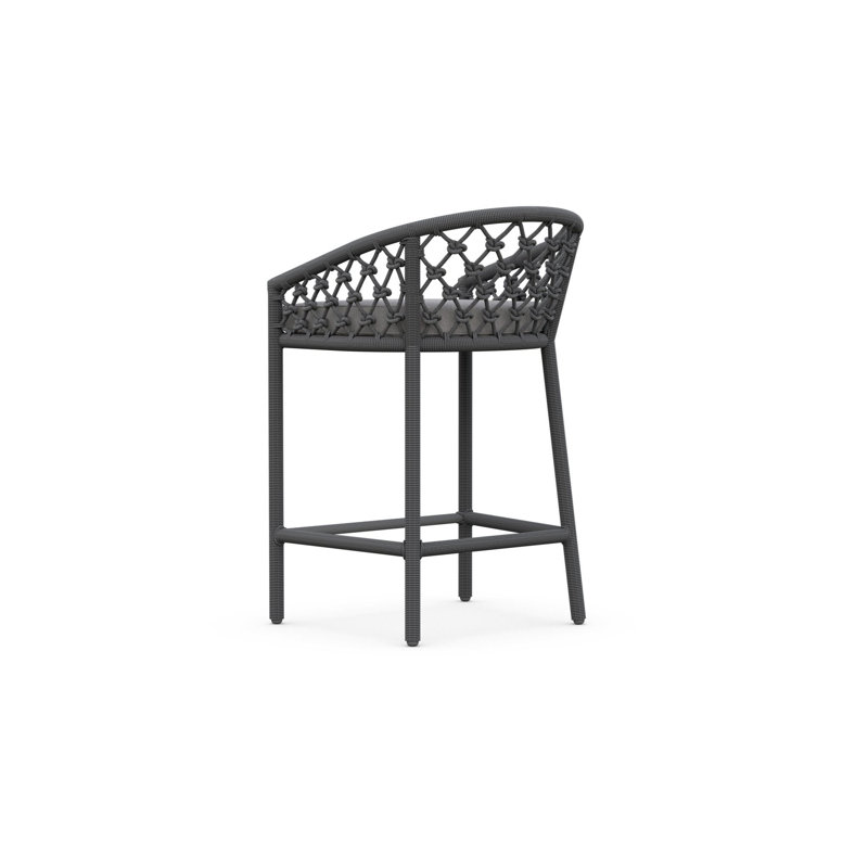 Amelia Patio Bar Stool with Cushion, Charcoal, 28.35" H