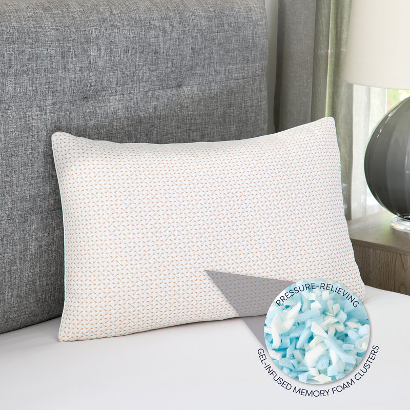 Jumbo White Memory Foam Bed Pillow with Copper Infused Cover