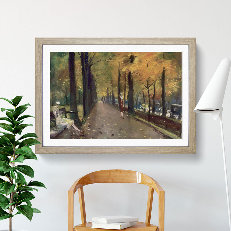 Autumn Alley by Lesser Ury - Picture Frame Painting, Oak Framed, 36cm H x 48cm W x 2cm D