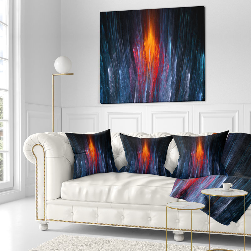 Feu fractal en bleu clair - coussin imprimé abstrait, 16 po x 1 po, Coussin décoratif