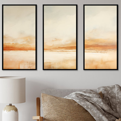 Minimalism Beige Mountain Horizon I - Landscape Mountains Wall Decor Set