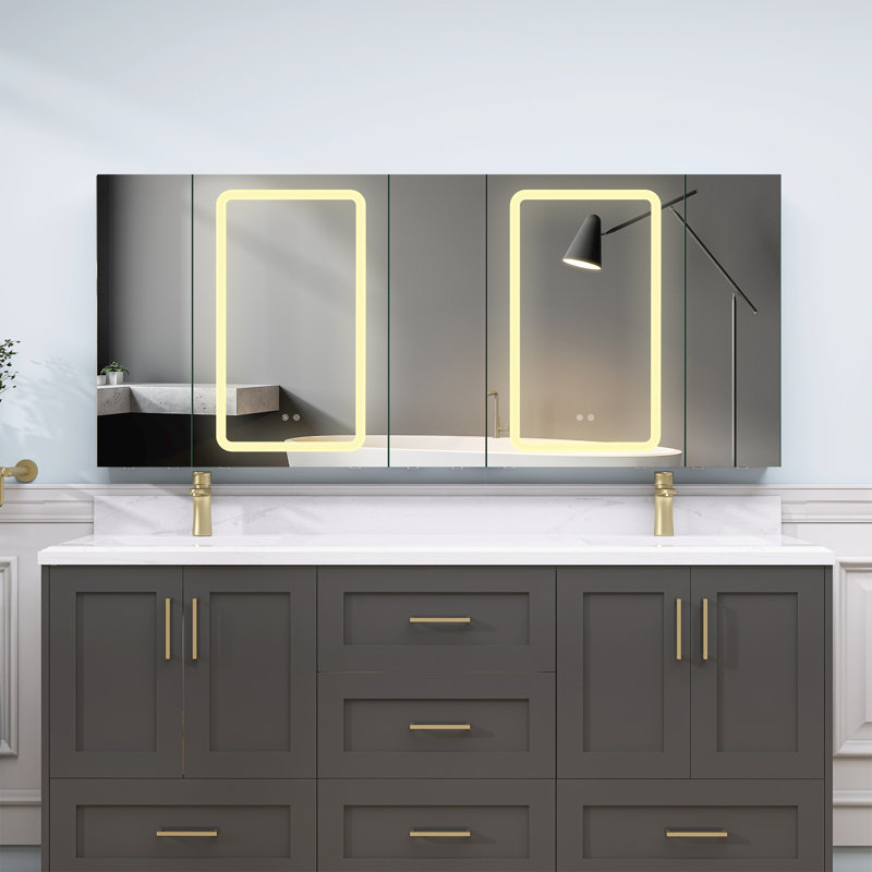 Armoire à pharmacie sans cadre avec miroir et 10 tablettes réglables l 70 po x H 30 po Coryn