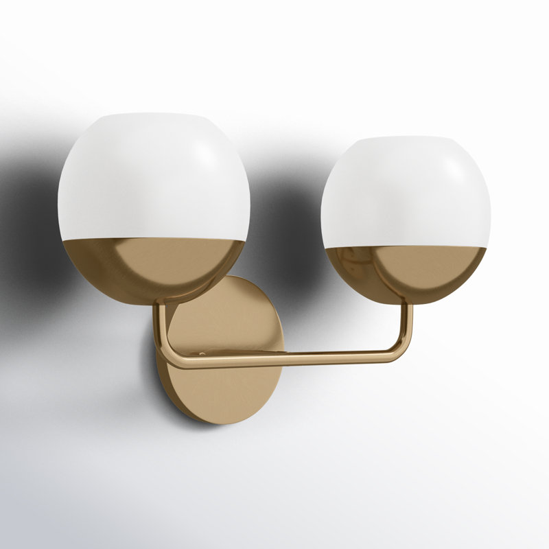 Avoca 2 Light Frosted Dimmable Vanity Light, Satin Brass