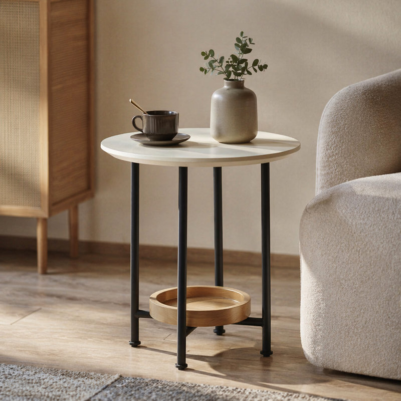 Table de bout, 21" H x 20" W x 20" D, Natural / White+Natural