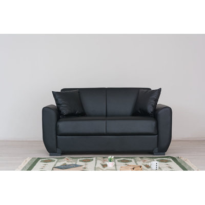 Lola 65" Leather Match convertible sleeper Loveseat