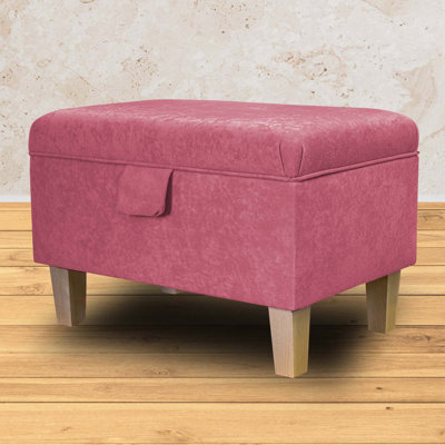 50cm Wide Rectangle Solid Colour Footstool Ottoman with Storage