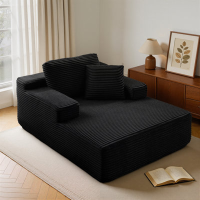 65.1'' Chaise Lounge Chair Indoor, Non-Assembly Upholstered Boneless Sofa Bed, Deep Seat Sleeper Couch, Compression Plush Cloud Sofas Couches For Living Room
