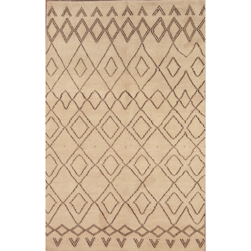 Tapis beige/ivoire en laine noué la à la main oushak oriental Lam