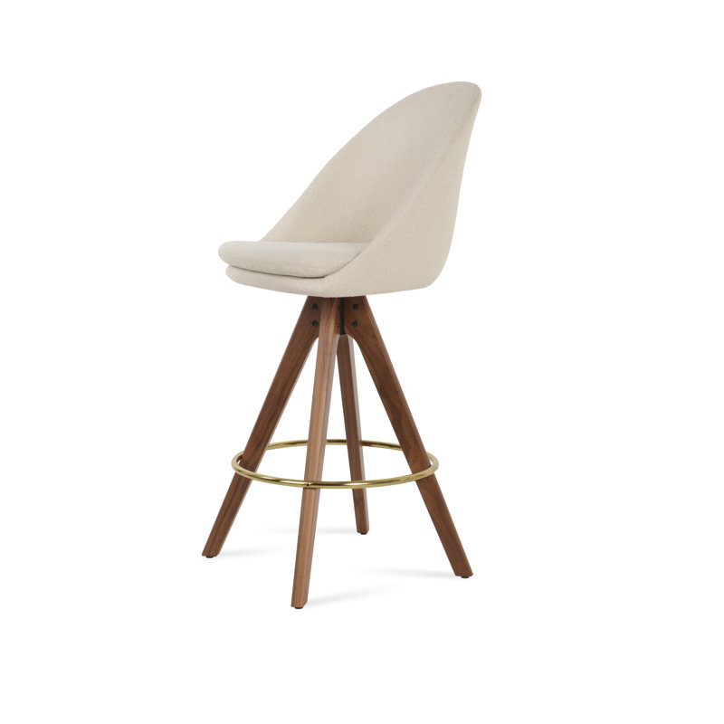 Tabouret de bar et de comptoir Avanos, Noyer américain / repose-pieds doré, Tabouret de bar (siège d'une hauteur de 28,7 po)