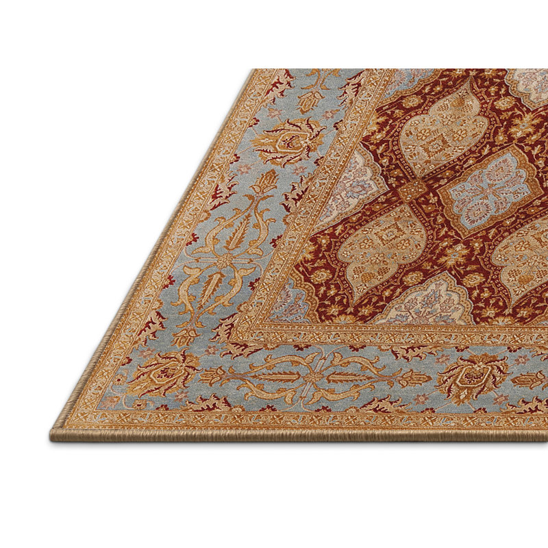 Tapis beige / rouge / bleu clair Skogh Southwestern, Rectangle 2 pi x 3 pi