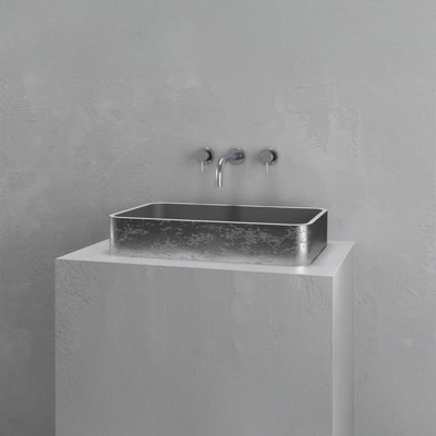 Lavabo de salle de bain mural rectangulaire en béton argenté / gris vieilli L 39,4 po x l 18,9 po Vast Studio
