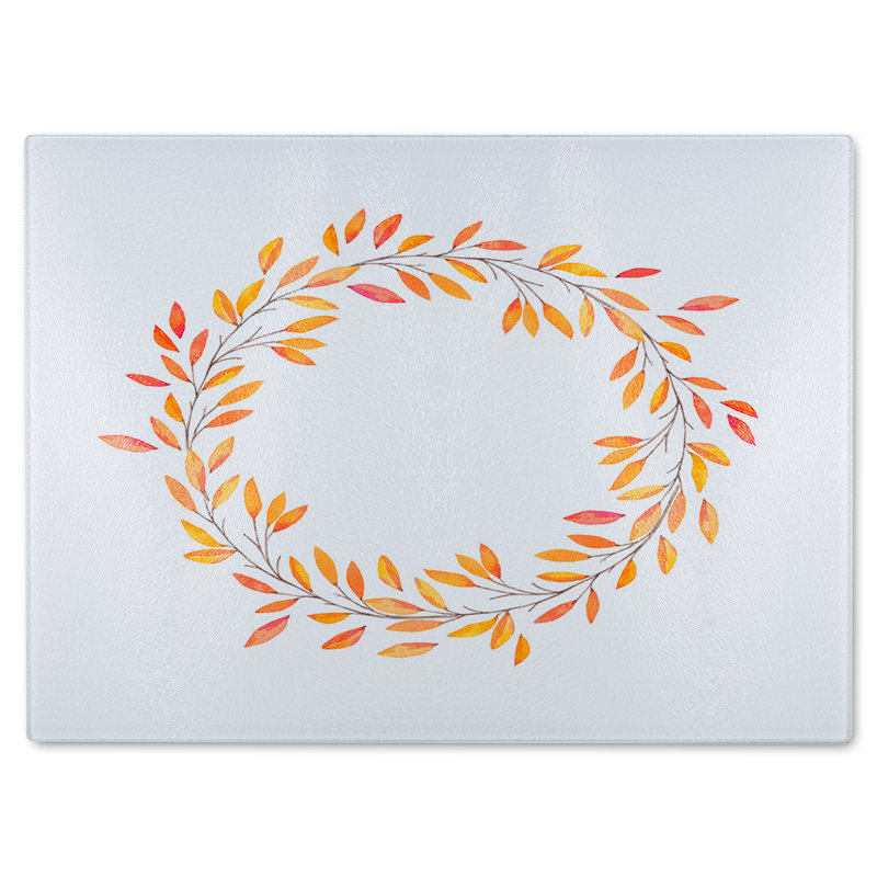 Autumn Reath Glass Chopping Board